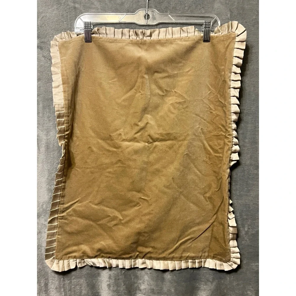 Ann Gish Velvet Pillow Sham Gold Champagne Ruffle Trim Luxury Bedding‎ 17x21